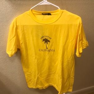 Nasty Gal Yellow Lemon California Baby Tee Size Small